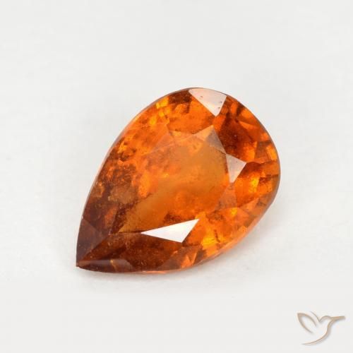 0.93ct Natural Medium-Dark Orange Hessonite Garnet, Pear Shape, SI