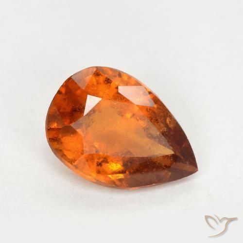 0.93 ct Orange Hessonite Garnet Stone, Natural Hessonite Garnet in Pear Facet Shape for Sale