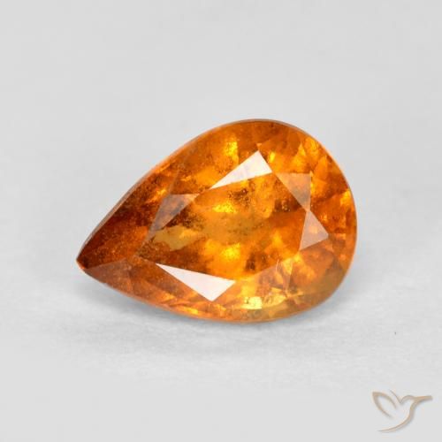 0.81ct Natural Bright Orange Hessonite Garnet, Pear Shape, SI
