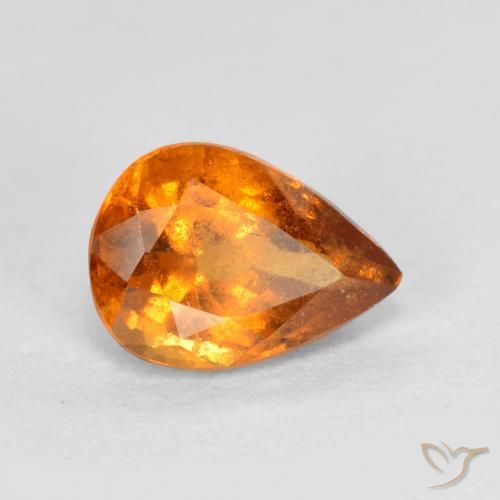 0.81 ct Orange Hessonite Garnet Stone, Natural Hessonite Garnet in Pear Facet Shape for Sale
