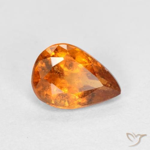 0.71 ct Orange Hessonite Garnet Stone, Natural Hessonite Garnet in Pear Facet Shape for Sale