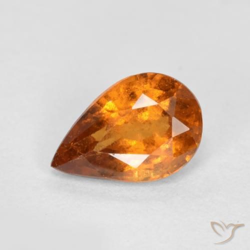 0.72ct Natural Medium-Dark Orange Hessonite Garnet, Pear Shape, SI