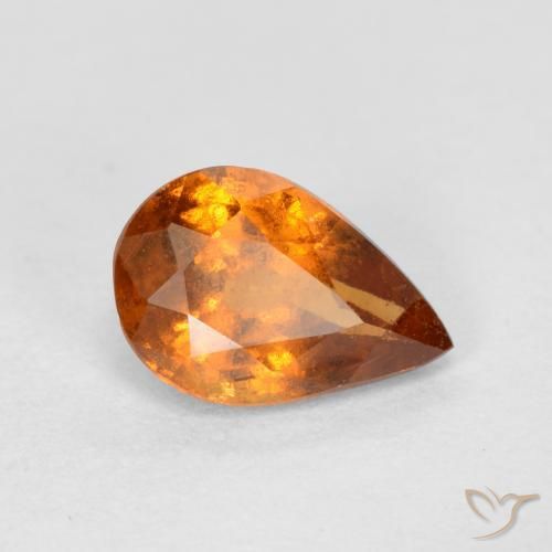 0.72 ct Orange Hessonite Garnet Stone, Natural Hessonite Garnet in Pear Facet Shape for Sale