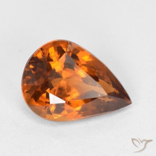 1.15 ct Orange Hessonite Garnet Stone, Natural Hessonite Garnet in Pear Facet Shape for Sale