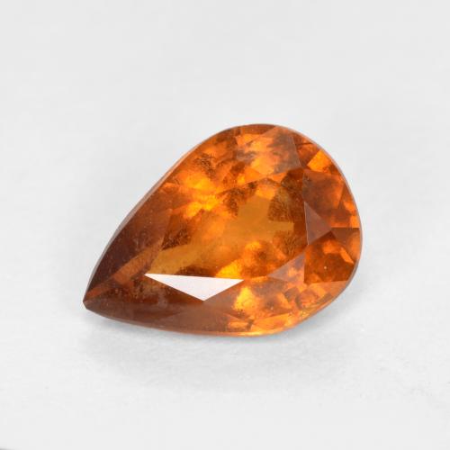 tieforange Hessonit-Granat Edelstein - 1.3ct Birnen Schliff (ID: 555330)
