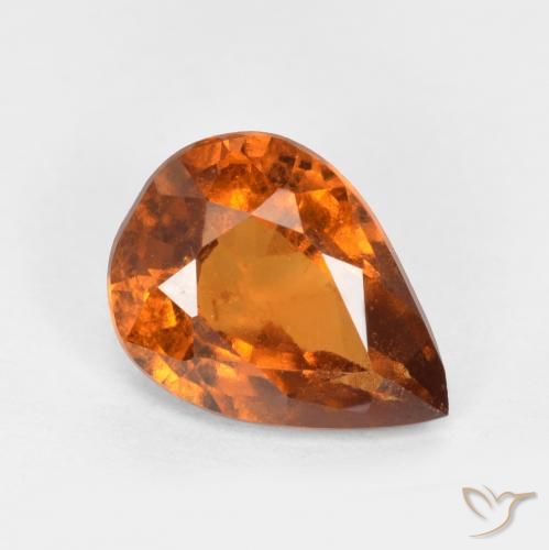 1.22ct Natural Medium-Dark Orange Hessonite Garnet, Pear Shape, SI