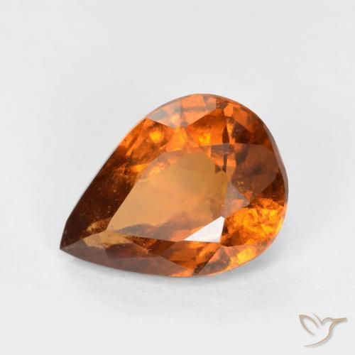 1.22 ct Orange Hessonite Garnet Stone, Natural Hessonite Garnet in Pear Facet Shape for Sale