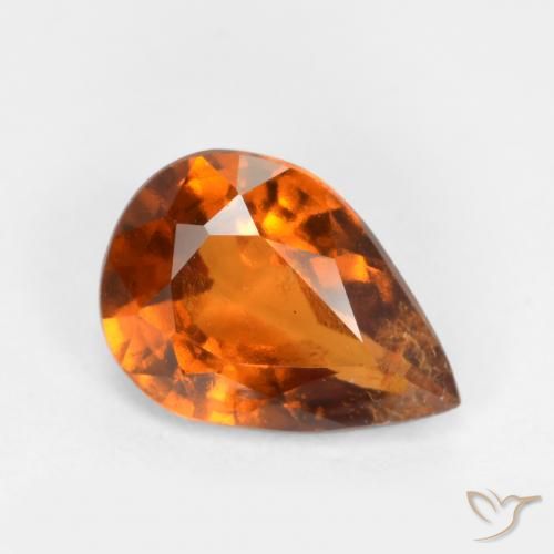 Naranja oscuro Granate Hesonita Gema - 1.1ct Corte en forma de pera (ID: 555334)