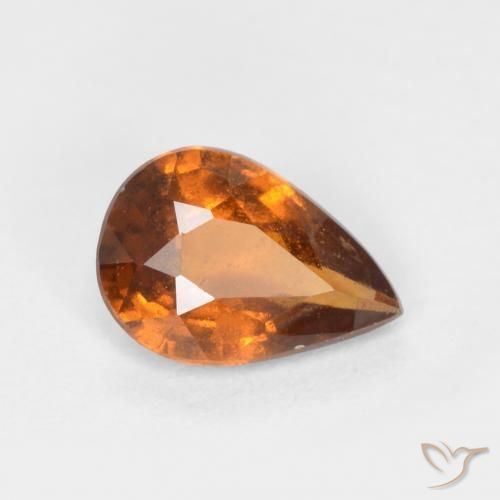 0.70 ct Orange Hessonite Garnet Stone, Natural Hessonite Garnet in Pear Facet Shape for Sale