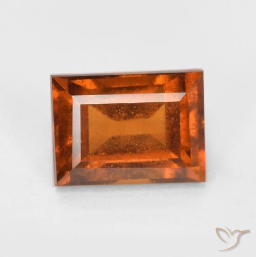 1.28ct Natural Medium-Dark Orange Hessonite Garnet, Baguette, VS