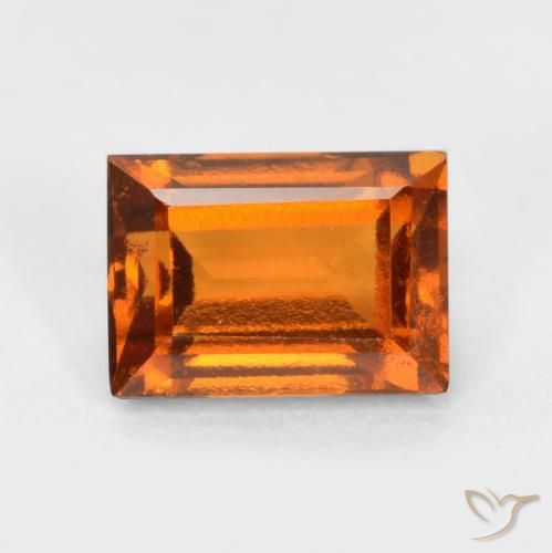 1.34ct Natural Medium-Dark Orange Hessonite Garnet, Baguette, VS