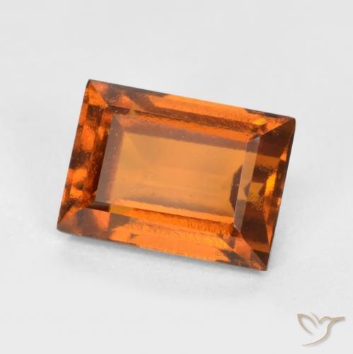 1.34 ct Orange Hessonite Garnet Stone, Natural Hessonite Garnet in Baguette Facet Shape for Sale