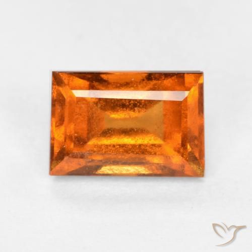 1.21ct Natural Medium Orange Hessonite Garnet, Baguette, VS-SI