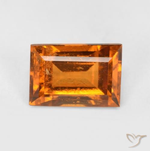 1.22 ct Orange Hessonite Garnet Stone, Natural Hessonite Garnet in Baguette Facet Shape for Sale