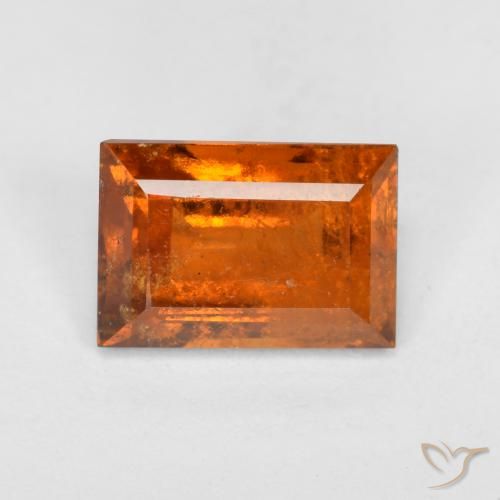 1.49 ct Orange Hessonite Garnet Stone, Natural Hessonite Garnet in Baguette Facet Shape for Sale