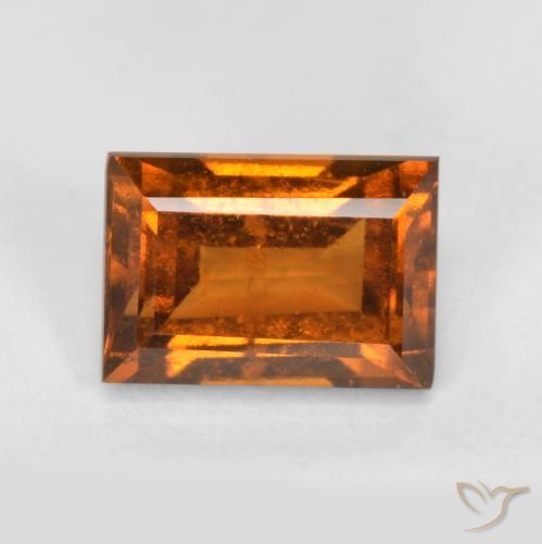 1.40ct Natural Medium Orange Hessonite Garnet, Baguette, VS-SI