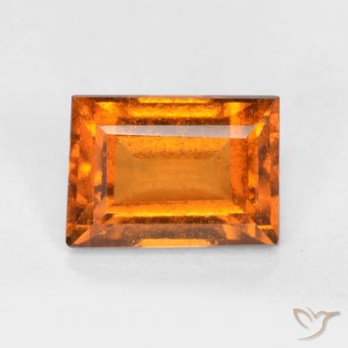 1.12ct Natural Medium Orange Hessonite Garnet, Baguette, VS-SI