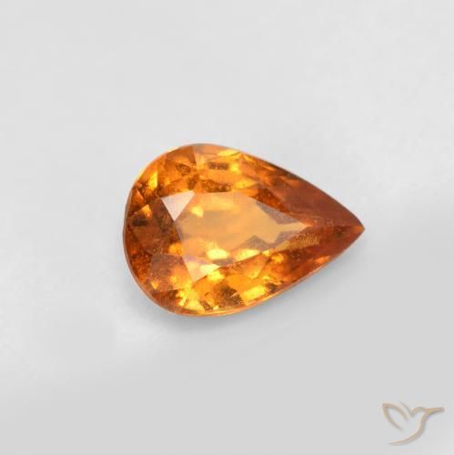 0.69 ct Orange Hessonite Garnet Stone, Natural Hessonite Garnet in Pear Facet Shape for Sale