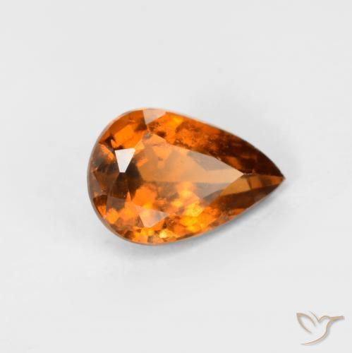0.78 ct Orange Hessonite Garnet Stone, Natural Hessonite Garnet in Pear Facet Shape for Sale