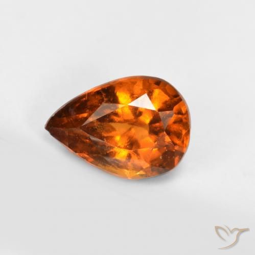 0.82 ct Orange Hessonite Garnet Stone, Natural Hessonite Garnet in Pear Facet Shape for Sale