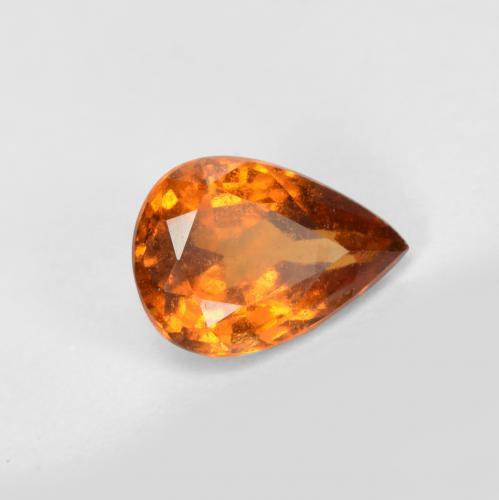 Deep Orange Hessonite Garnet Gem - 0.8ct Pear Facet (ID: 555869)