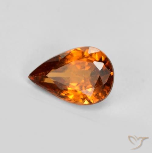 0.74ct Natural Deep Orange Hessonite Garnet, Pear Shape, VS-SI