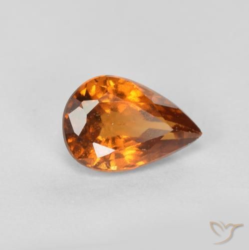 0.74 ct Orange Hessonite Garnet Stone, Natural Hessonite Garnet in Pear Facet Shape for Sale