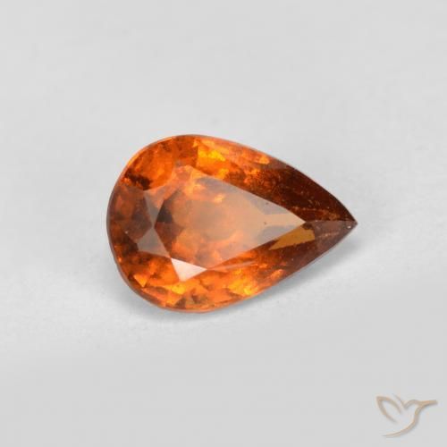 0.78 ct Orange Hessonite Garnet Stone, Natural Hessonite Garnet in Pear Facet Shape for Sale