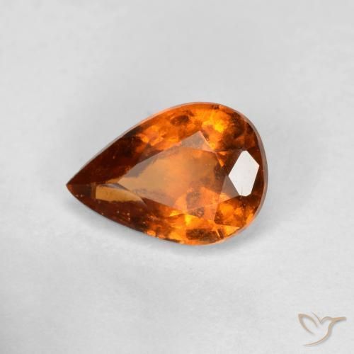 0.78 ct Orange Hessonite Garnet Stone, Natural Hessonite Garnet in Pear Facet Shape for Sale