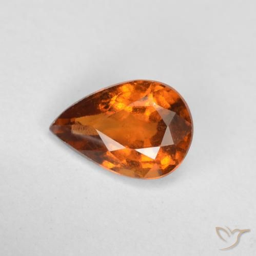 0.70ct Natural Deep Orange Hessonite Garnet, Pear Shape, VS-SI, Photo A