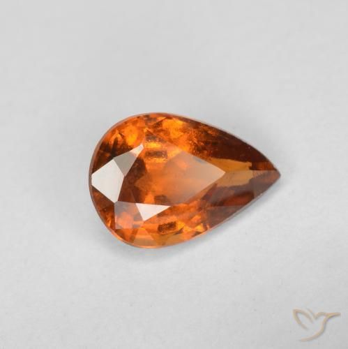 0.70 ct Orange Hessonite Garnet Stone, Natural Hessonite Garnet in Pear Facet Shape for Sale