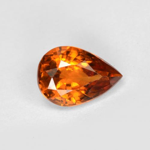 0.74 ct Orange Hessonite Garnet Gemstone, Hessonite Garnet Gem in Pear Facet Shape for Sale.