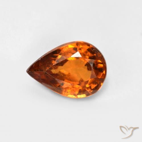 0.78ct Natural Medium-Dark Orange Hessonite Garnet, Pear Shape, VS