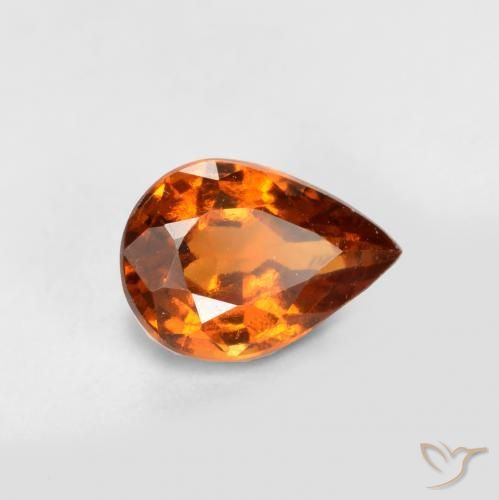 0.78 ct Orange Hessonite Garnet Stone, Natural Hessonite Garnet in Pear Facet Shape for Sale