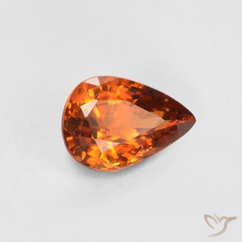 0.73ct Natural Medium-Dark Orange Hessonite Garnet, Pear Shape, VS-SI