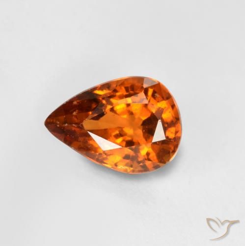 0.73 ct Orange Hessonite Garnet Stone, Natural Hessonite Garnet in Pear Facet Shape for Sale