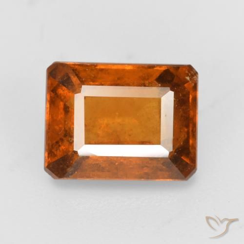 2.08ct Natural Amber Orange Hessonite Garnet, Emerald Cut, SI