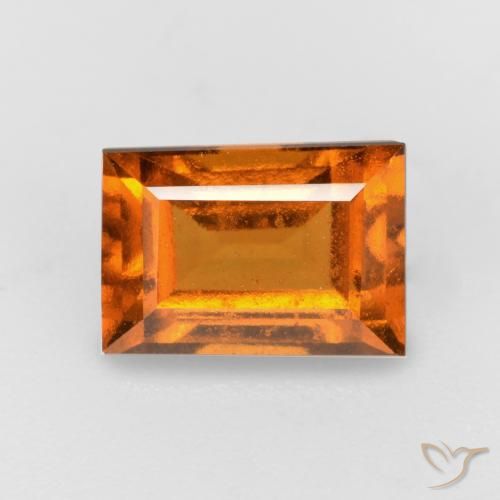 1.57ct Natural Deep Orange Hessonite Garnet, Baguette, VS