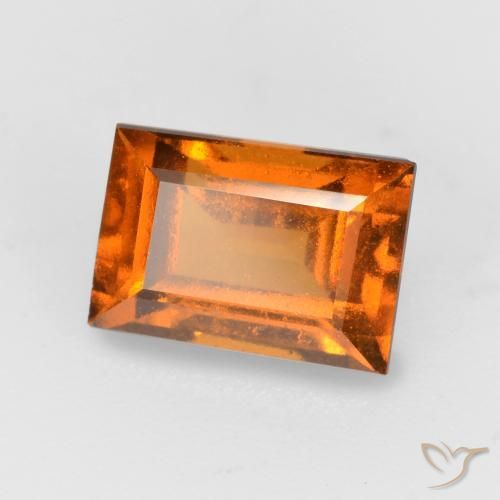 1.57 ct Orange Hessonite Garnet Stone, Natural Hessonite Garnet in Baguette Facet Shape for Sale
