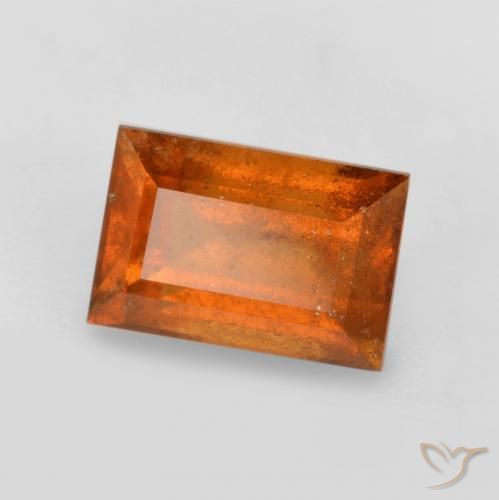 1.37 ct Orange Hessonite Garnet Stone, Natural Hessonite Garnet in Baguette Facet Shape for Sale