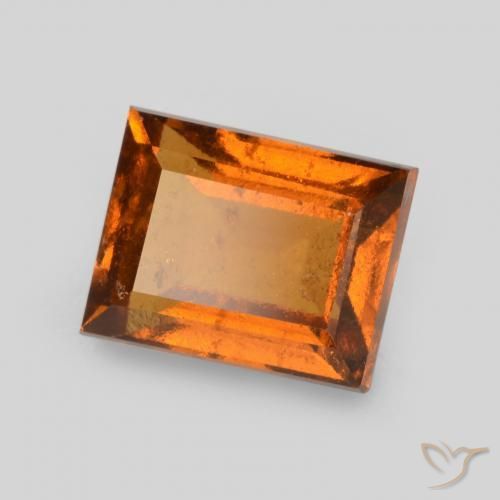1.31ct Natural Deep Orange Hessonite Garnet, Baguette, VS-SI