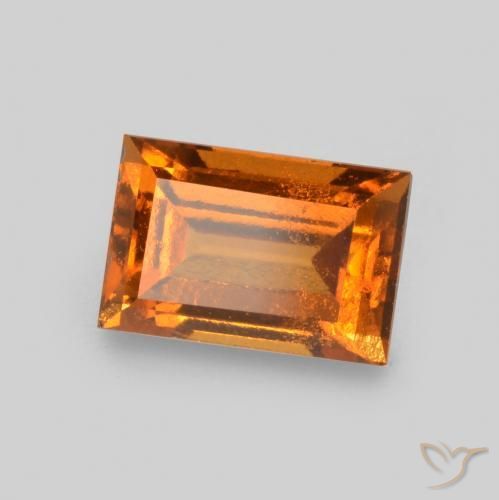 0.91 ct Orange Hessonite Garnet Stone, Natural Hessonite Garnet in Baguette Facet Shape for Sale