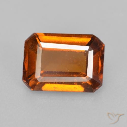 2.25ct Natural Medium Orange Hessonite Garnet, Emerald Cut, VS