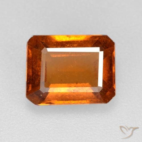 2.10ct Natural Medium-Dark Orange Hessonite Garnet, Emerald Cut, VS-SI