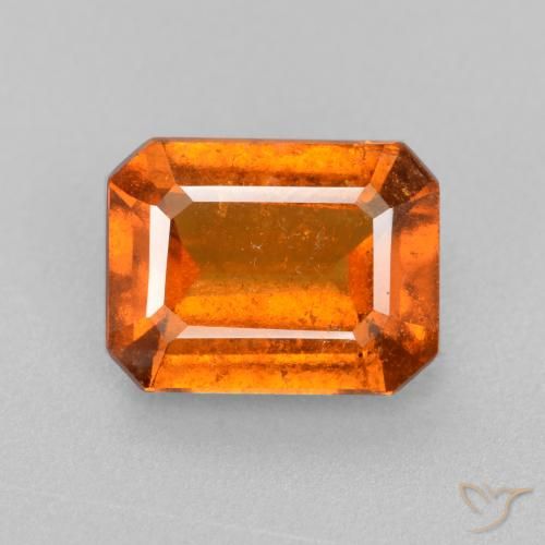2.11ct Natural Medium Orange Hessonite Garnet, Emerald Cut, SI