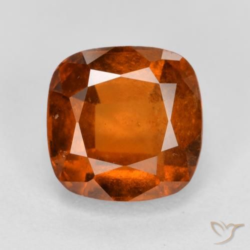 2.10ct Natural Deep Orange Hessonite Garnet, Cushion, VS-SI