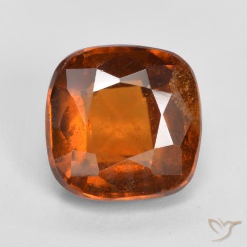 2.05ct Natural Amber Orange Hessonite Garnet, Cushion, SI