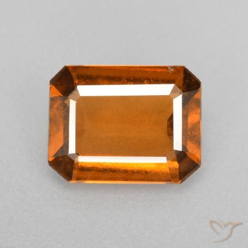 Medium Orange Hessonite Garnet Gem - 2ct Octagon Facet (ID: 559194)