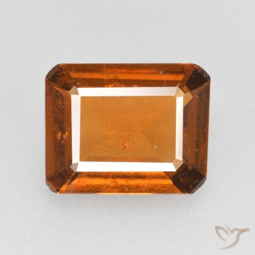 2.11ct Natural Medium Orange Hessonite Garnet, Emerald Cut, VS-SI