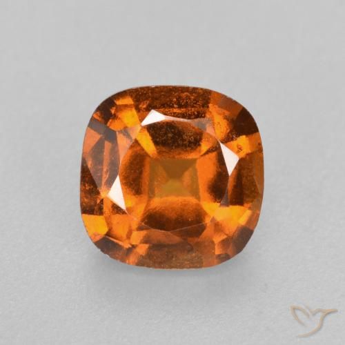 1.57 ct Orange Hessonite Garnet, 7.1 x 7.1 mm Cushion Cut From Sri Lanka, Photo A